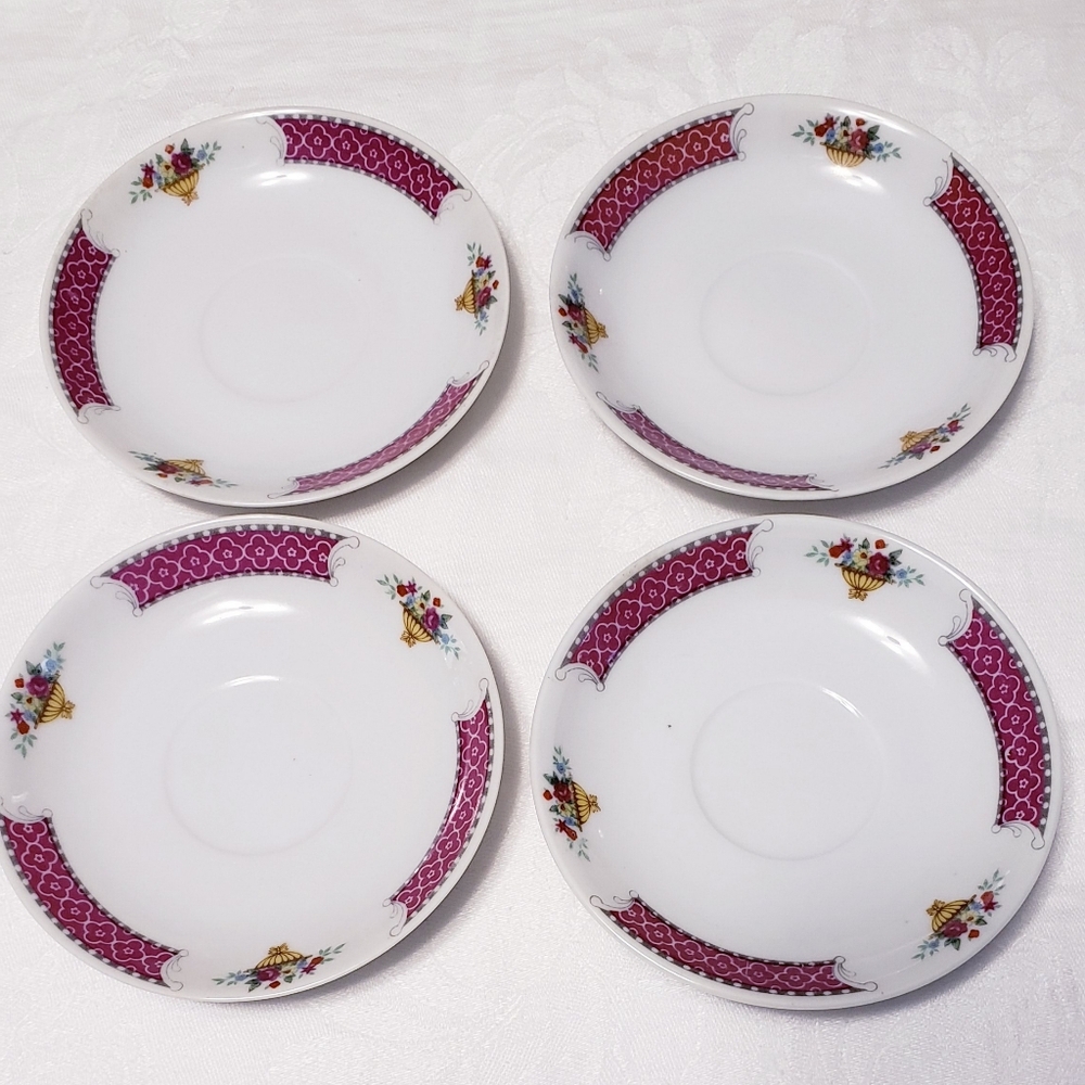 4 Antique Dessert Plates